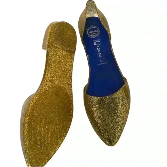 JEFFREY CAMPBELL Havana Last Jelly Shoes 🤩 Gold Glitter ✨ Sparkle - Picture 2 of 5